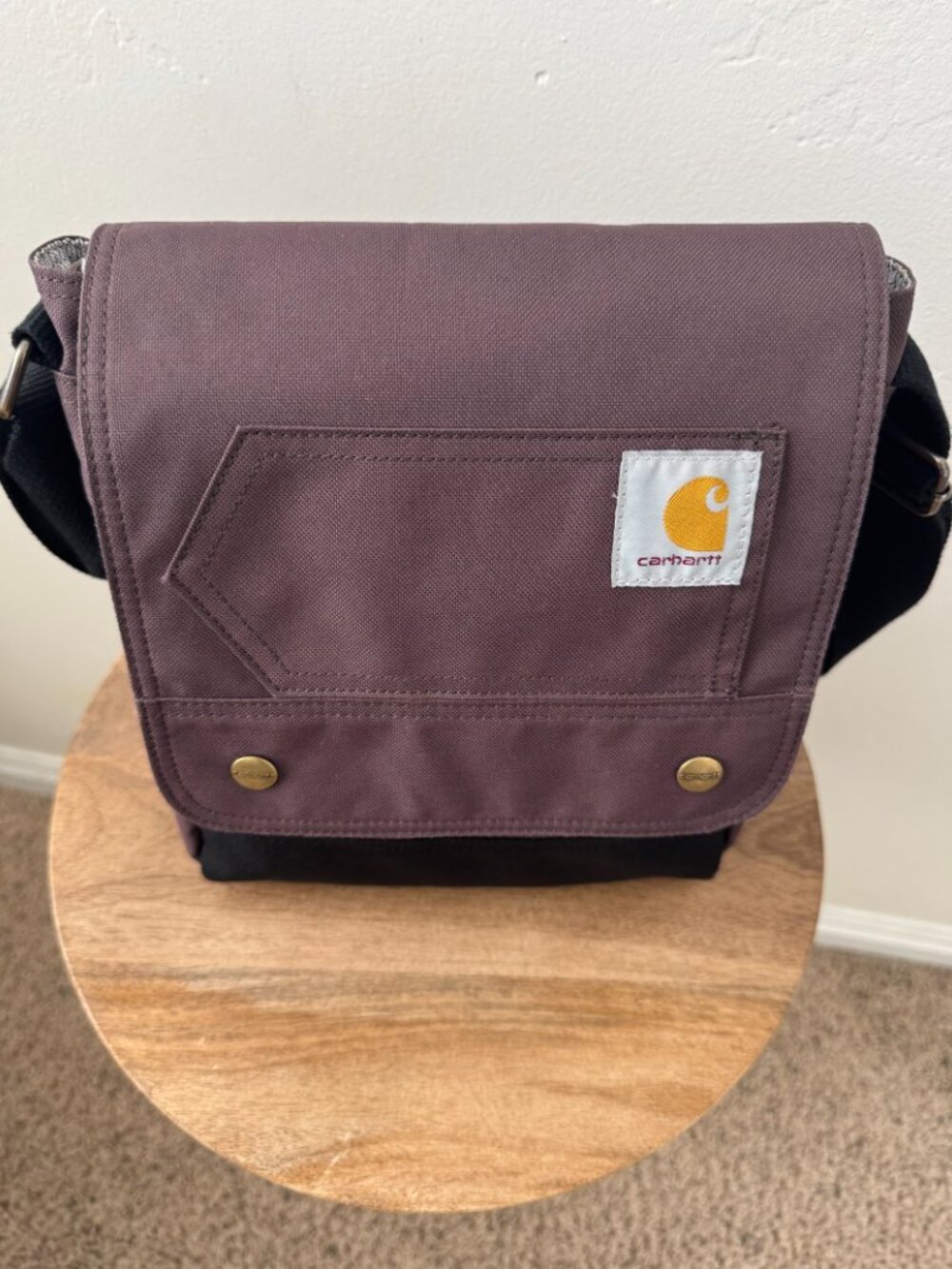 Carhartt Canvas Crossbody Messenger Bag Brown Utility Workwear - Picture 3 of 12
